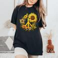 Hippie Daisy Peace Sign Retro Flower Sunflower Lovers Women's Oversized Comfort T-shirt Black