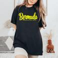Horseshoe Bay Beach Bermuda Yellow Text Women's Oversized Comfort T-Shirt Black