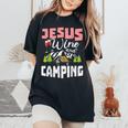 Jesus Wine And Camping For Women Mom Girl Women's Oversized Comfort T-shirt Black