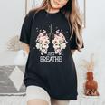 Just A Breathe Yoga Inhale Exhale Nature Lung Floral Women's Oversized Comfort T-Shirt Black