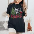 Just A Girl Who Loves Christmas A For Xmas Girls Women's Oversized Comfort T-Shirt Black