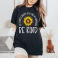 Be Kind Autism Awareness Quote Puzzle Piece Sunflower Women's Oversized Comfort T-shirt Black