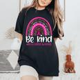 Be Kind Breast Cancer Awareness Leopard Rainbow Kindness Women's Oversized Comfort T-shirt Black