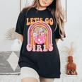 Let's Go Girls Retro Rainbow Cowgirl Disco Bachelorette Women's Oversized Comfort T-Shirt Black