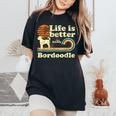 Life Better Bordoodle Vintage Dog Mom Dad Women's Oversized Comfort T-Shirt Black