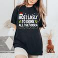 Most Likely To Drink All The Vodka Ugly Xmas Sweater Women's Oversized Comfort T-Shirt Black