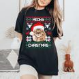 Maine Coon Cat Meowy Ugly Sweater Cat Christmas Women's Oversized Comfort T-Shirt Black