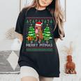 Merry Pitmas Santa Pitbull Dog Xmas Ugly Christmas Sweater Women's Oversized Comfort T-Shirt Black