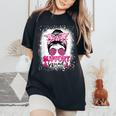 Messy Bun Glasses Pink Support Squad Breast Cancer Awareness Women's Oversized Comfort T-Shirt Black