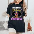 Mom Of The Birthday Princess Melanin Afro Unicorn Cute Women's Oversized Comfort T-Shirt Black