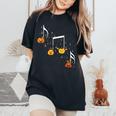 Music Note Pumpkin Fall Music Teacher Halloween Costume Women's Oversized Comfort T-Shirt Black