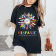 National Hispanic Heritage Month Sunflower Countries Flags Women's Oversized Comfort T-Shirt Black
