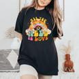 You Need Is Love Rainbow International Day Of Peace 60S 70S Women's Oversized Comfort T-Shirt Black