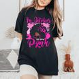 In October We Wear Pink Black Woman Butterfly Breast Cancer Women's Oversized Comfort T-Shirt Black