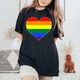 Pride Heart Novelty Pride Rainbow Heart Women's Oversized Comfort T-Shirt Black