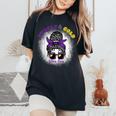 Purple & Gold Vibes Only Bleached Messy Bun High School Women's Oversized Comfort T-Shirt Black