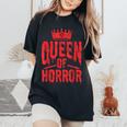 Queen Of Horror For Scary Films Lover Halloween Fans Halloween Women's Oversized Comfort T-Shirt Black