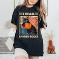 I Read Banned Books Black Cat Reader Bookworm Women Women's Oversized Comfort T-shirt Black