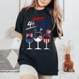 Red White Blue Wine Glass Usa Flag Happy 4Th Of July Women's Oversized Comfort T-shirt Black