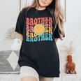 Retro Face Brother Groovy Daisy Flower Matching Family Women's Oversized Comfort T-shirt Black