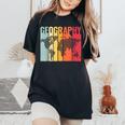 Retro Geography Teacher Cartography Geographer World Map Women's Oversized Comfort T-Shirt Black