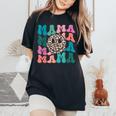 Retro Leopard Mama Groovy Face Trendy New Mom Women's Oversized Comfort T-shirt Black