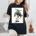 Rodeo Cowgirl Riding Bucking Horse Women's Oversized Comfort T-shirt Black