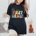 Back To School Hello First Grade Teacher Hello 1St Grade Women's Oversized Comfort T-Shirt Black