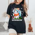 Snownicorn Cute Unicorn Snowman Christmas Girl Women's Oversized Comfort T-Shirt Black