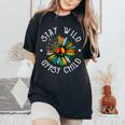 Stay Wild Gypsy Child Daisy Peace Sign Hippie Soul Women's Oversized Comfort T-shirt Black