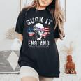 Suck It England Funny 4Th Of July George Washington 1776 Gift For Womens Women's Oversized Graphic Print Comfort T-shirt Black