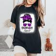 Support Pancreatic Cancer Awareness Messy Bun Ribbon Purple Women's Oversized Comfort T-Shirt Black