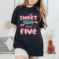 Sweet Sassy And Five Birthday For Girls 5 Year Old Women's Oversized Comfort T-Shirt Black