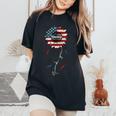 Thank You Veterans Sunflower Us America Flag Patriotic Women Women's Oversized Comfort T-Shirt Black