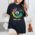 Tie Dye Sunflower Hippie Soul Hippy Peace Sign Daisy Flower Women's Oversized Comfort T-shirt Black