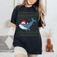 Ugly Xmas Whale Graphic Ugly Sweater Christmas Women's Oversized Comfort T-Shirt Black