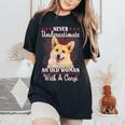 Never Underestimate An Old Woman With A Corgi Women's Oversized Comfort T-Shirt Black