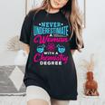 Never Underestimate A Woman With A Chemistry Degree Chemist Women's Oversized Comfort T-Shirt Black