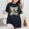 Never Underestimate Woman Courage And Her Basset Hound Women's Oversized Comfort T-Shirt Black