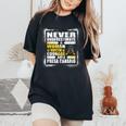 Never Underestimate Woman Courage And A Presa Canario Women's Oversized Comfort T-Shirt Black