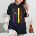 Usa Pride Rainbow Flag Patriotic Pride Love Is Love Women's Oversized Graphic Print Comfort T-shirt Black
