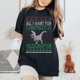 Velociraptor Christmas Dinosaur Ugly Christmas Sweater Style Women's Oversized Comfort T-Shirt Black