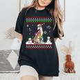 Whippet Dog Christmas Lights Ugly Christmas Sweater Women's Oversized Comfort T-Shirt Black