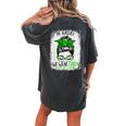 In August We Wear Green Gastroparesis Awareness Messy Bun Women's Oversized Comfort T-Shirt Back Print Pepper