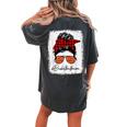 Basketball Mom Red Plaid Messy Bun Basketball Player Women's Oversized Comfort T-Shirt Back Print Pepper
