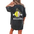 Busy Raising Ballers Baseball Softball Bandana Mom Leopard Women's Oversized Comfort T-Shirt Back Print Pepper