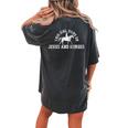 Cowgirl Vintage Jesus Horse Lover Christian Women's Oversized Comfort T-Shirt Back Print Pepper