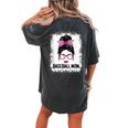 Cute Baseball Mom Messy Bun Baseball Lover Women Women's Oversized Comfort T-Shirt Back Print Pepper
