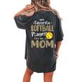 My Favorite Softball Player Calls Me Mom Leopard Women's Oversized Comfort T-Shirt Back Print Pepper