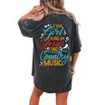 This Girl Runs On Jesus And Country Music Hat Cowgirl Guitar Women's Oversized Comfort T-Shirt Back Print Pepper